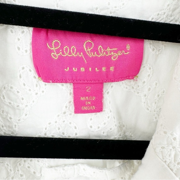 ✅ LILLY PULITZER JUBILEE WHITE COLLARED SLEEVELESS DRESS SIZE 2 WITH POCKETS - Picture 4 of 9